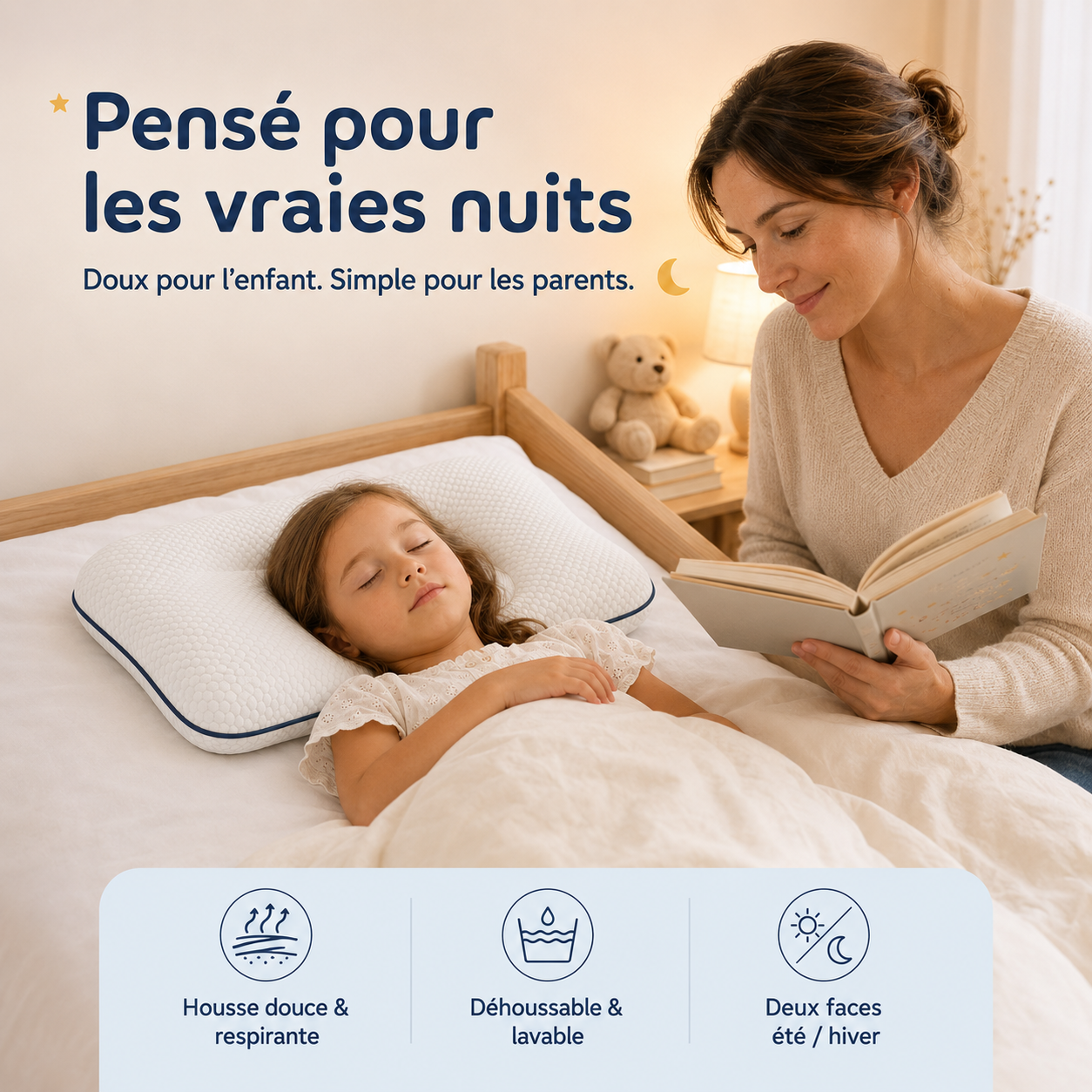 Mon Premier Oreiller™ –  L’Oreiller Ergonomique Adapté à Sa Taille, Son Âge et Ses Positions