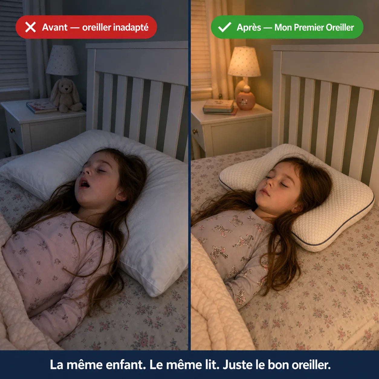 Mon Premier Oreiller™ –  L’Oreiller Ergonomique Adapté à Sa Taille, Son Âge et Ses Positions